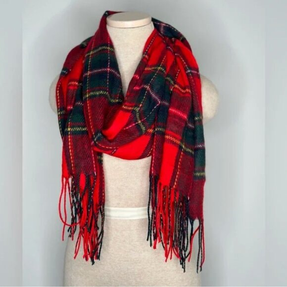 Two Plaid Fringed Scarves/Wraps - Picture 2 of 8